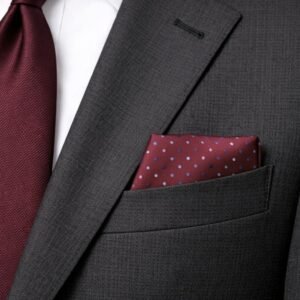 Lenço de Bolso Vinho Poá Bicolor Elegância Clássica Ms Stilos