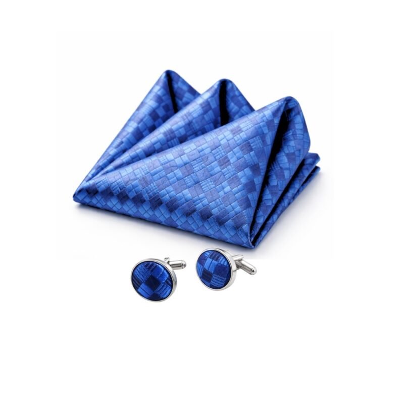 Kit Elegance Azul Royal Lenço de Bolso + Abotoaduras Coordenadas Ms Stilos
