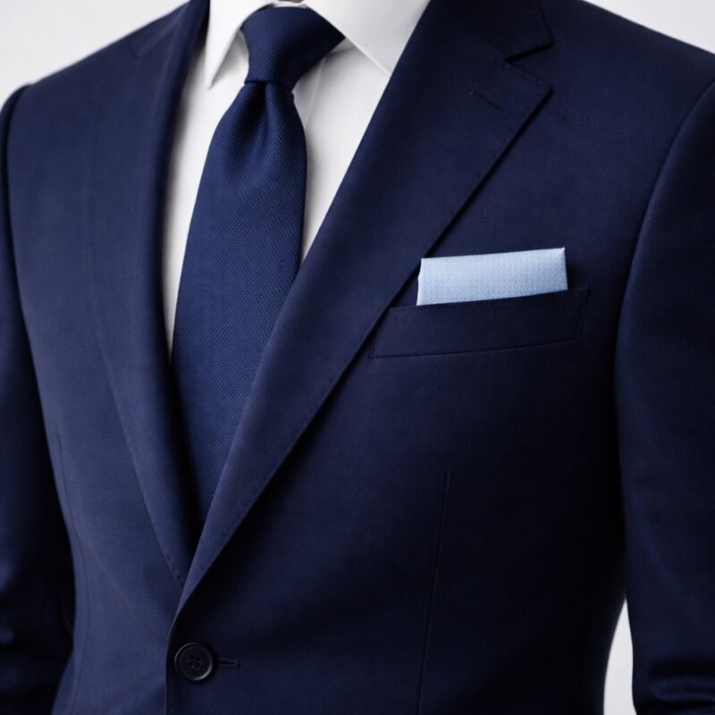 Lenço de Bolso Azul Claro com Microtextura Sofisticação Suave Ms Stilos