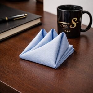 Lenço de Bolso Azul Claro com Microtextura Sofisticação Suave Ms Stilos