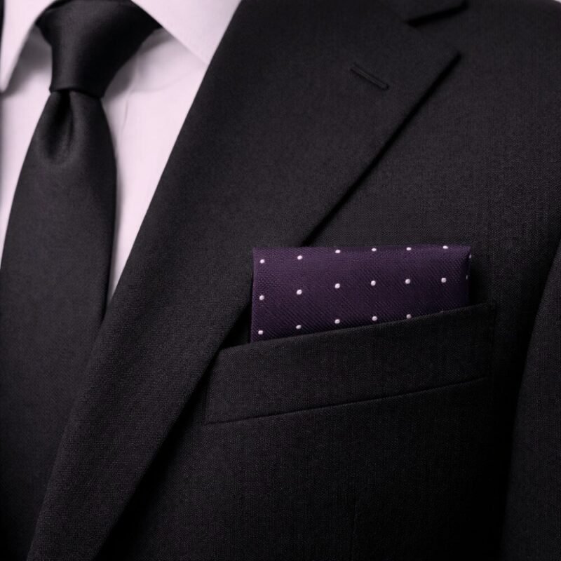 Lenço de Bolso Roxo com Poá Branco Elegância Clássica e Refinada Ms Stilos