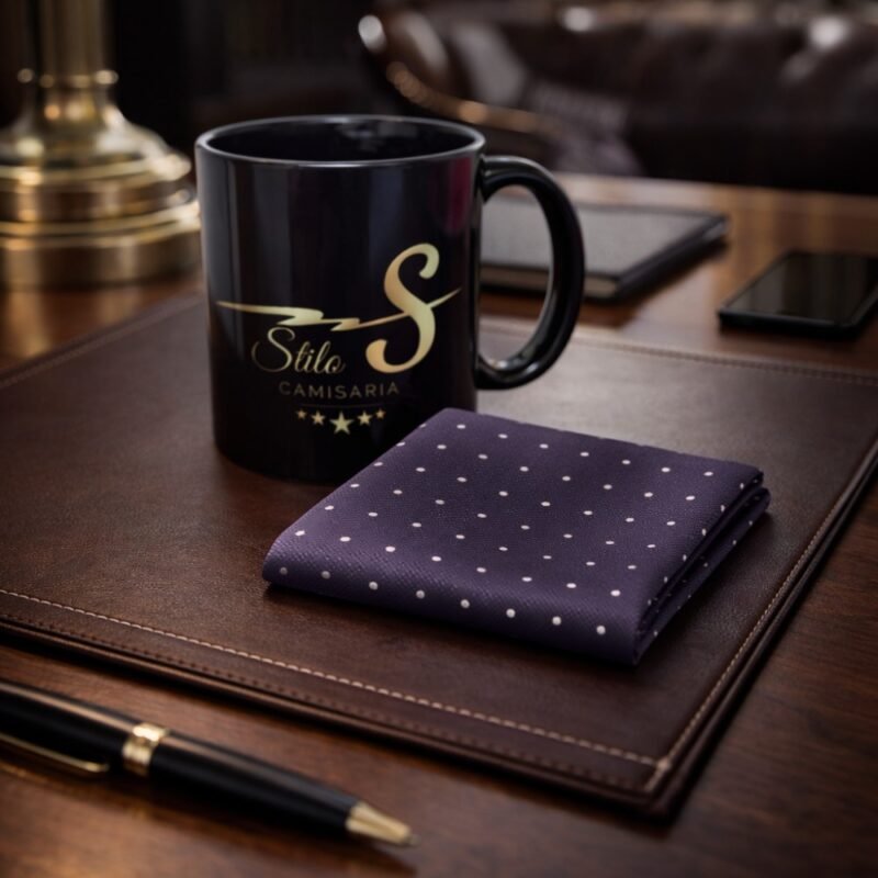 Lenço de Bolso Roxo com Poá Branco Elegância Clássica e Refinada Ms Stilos