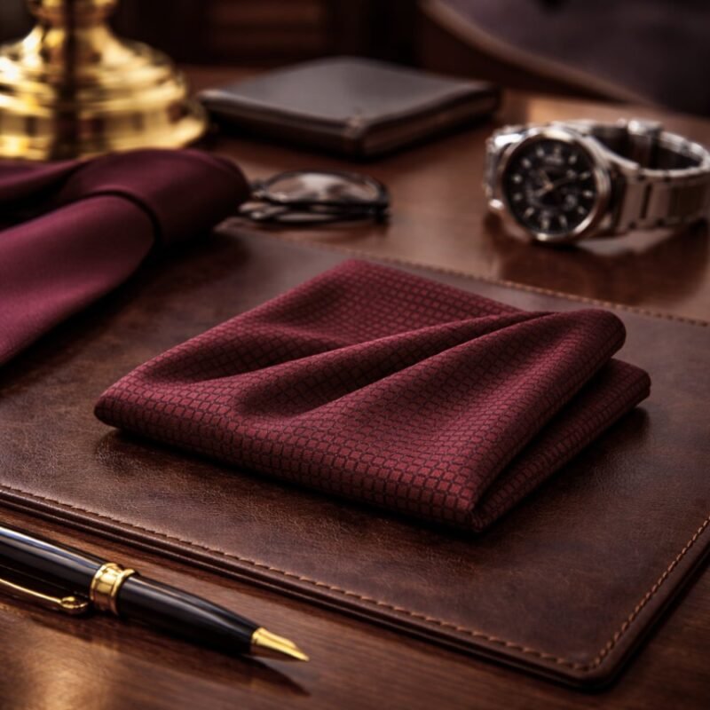 Lenço de Bolso Vermelho Geométrico Presença Marcante e Sofisticada Ms Stilos