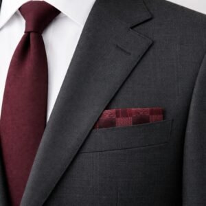 Lenço de Bolso Bordô Quadriculado com Textura Clássica Elegância Distinta para Paletó Masculino MS Stilos