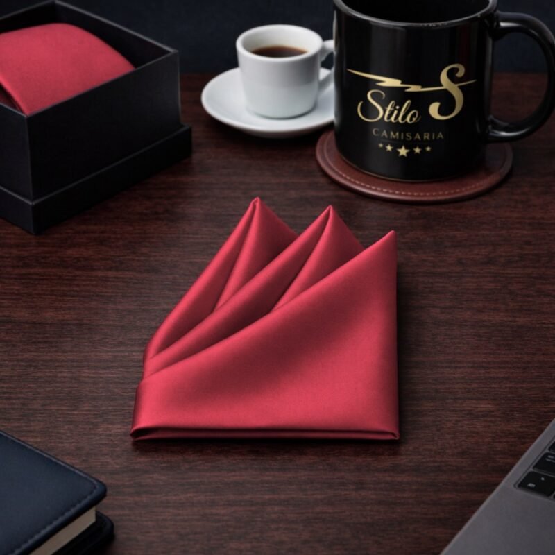 Lenço de Bolso Vermelho Clássico Acetinado Sofisticação Pura Ms Stilos