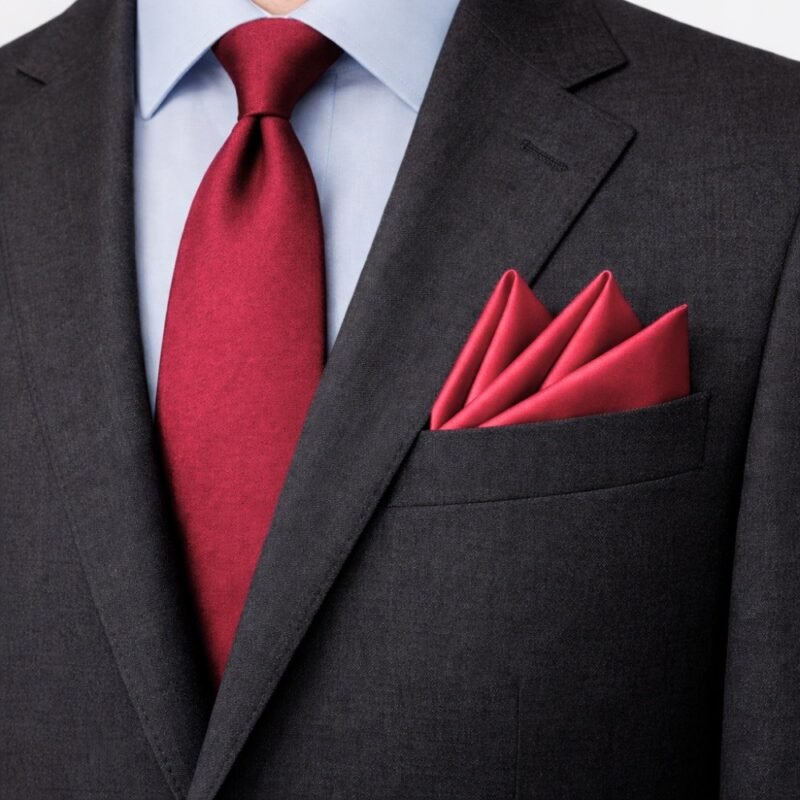 Lenço de Bolso Vermelho Clássico Acetinado Sofisticação Pura Ms Stilos