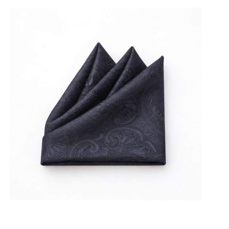 Lenço de Bolso Grafite com Padrão Paisley Elegância Sofisticada e Presença Discreta para Paletó Masculino