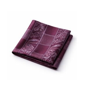 Lenço de Bolso Bordô com Padrão Paisley Sofisticação Clássica e Presença Elegante para Paletó Masculino MS Stilos
