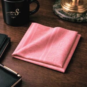 Lenço de Bolso Cor Salmão Paisley Elegância Sofisticada e Distinta Ms Stilos