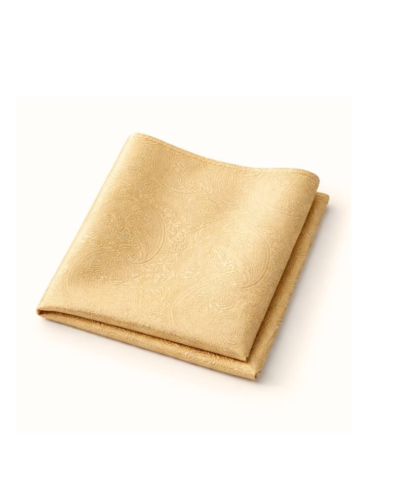 Lenço de Bolso Dourado Claro com Padrão Clássico Luxo Discreto Ms Stilos