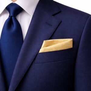 Lenço de Bolso Dourado Claro com Padrão Clássico Luxo Discreto Ms Stilos