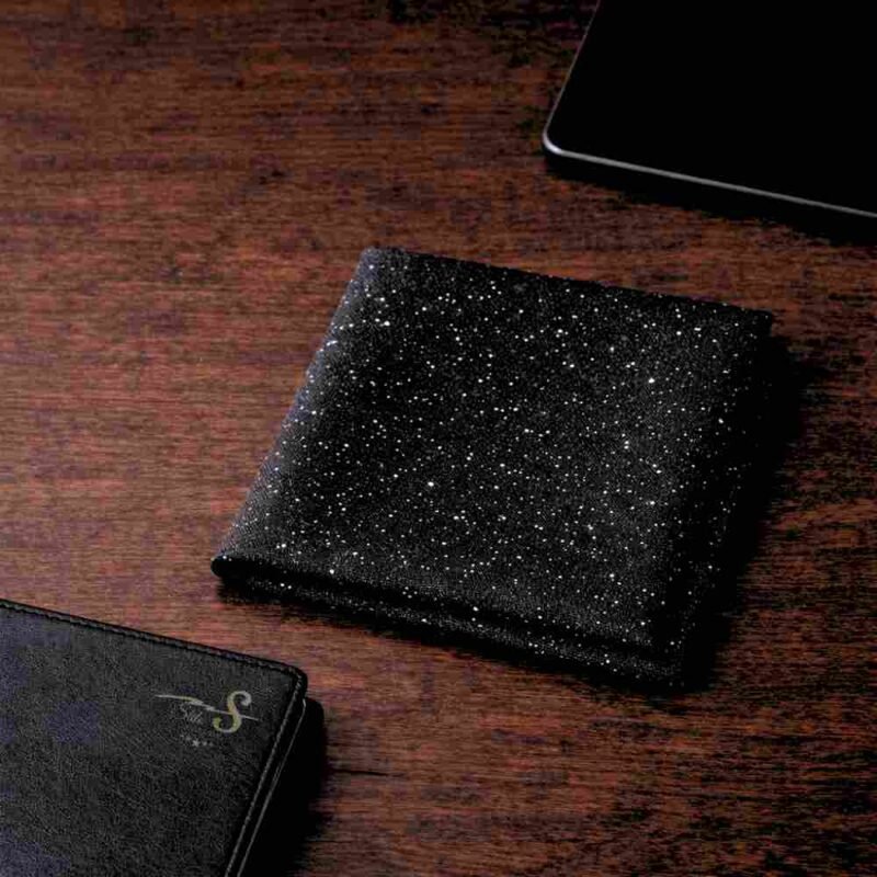 Lenço de bolso Preto, fios de Prata