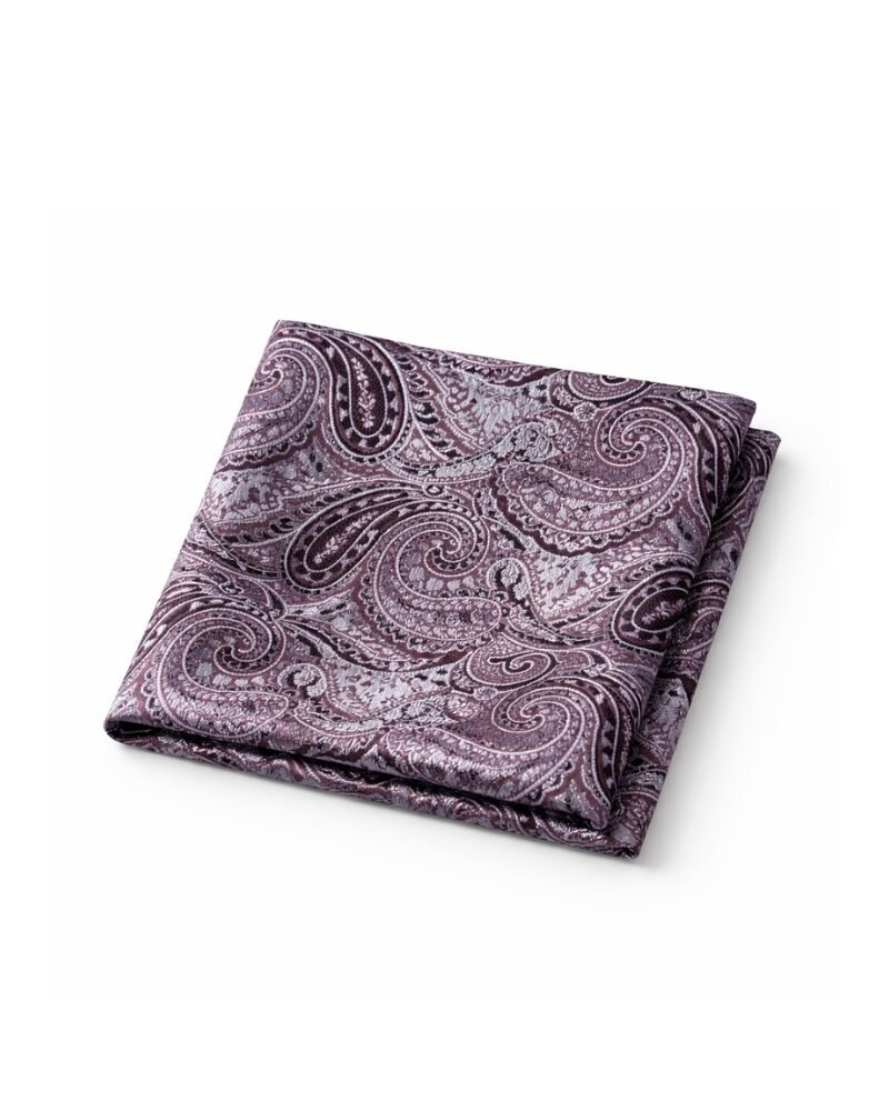 Lenço de Bolso Paisley Vinho e Prata Elegância Sofisticada Ms Stilos