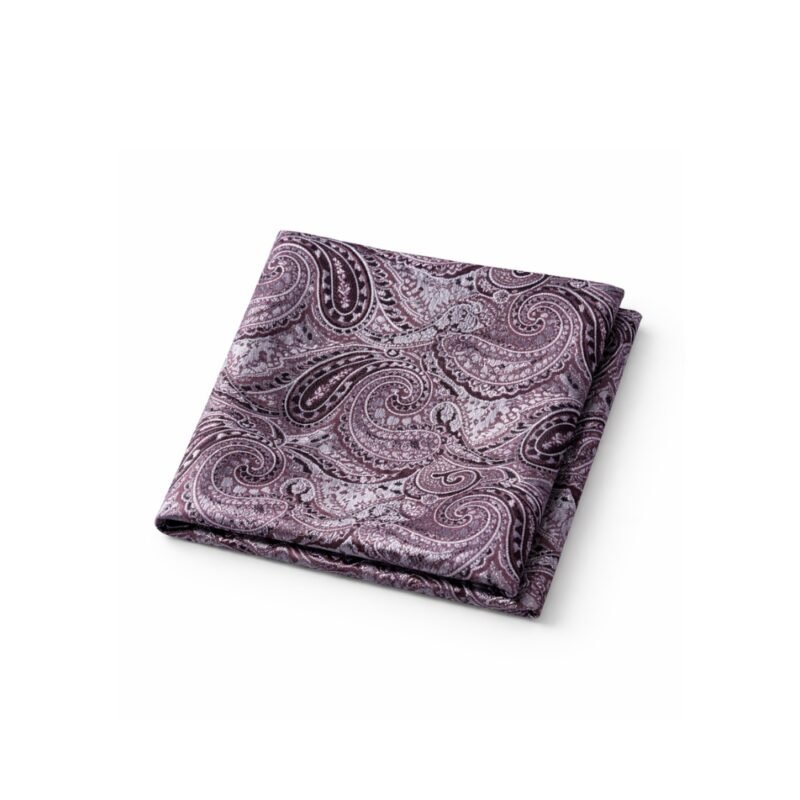 Lenço de Bolso Paisley Vinho e Prata Elegância Sofisticada Ms Stilos