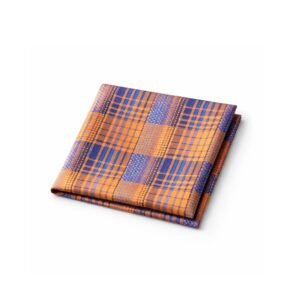 Lenço de Bolso Xadrez Laranja e Azul Estilo Marcante e Sofisticado Ms Stilos
