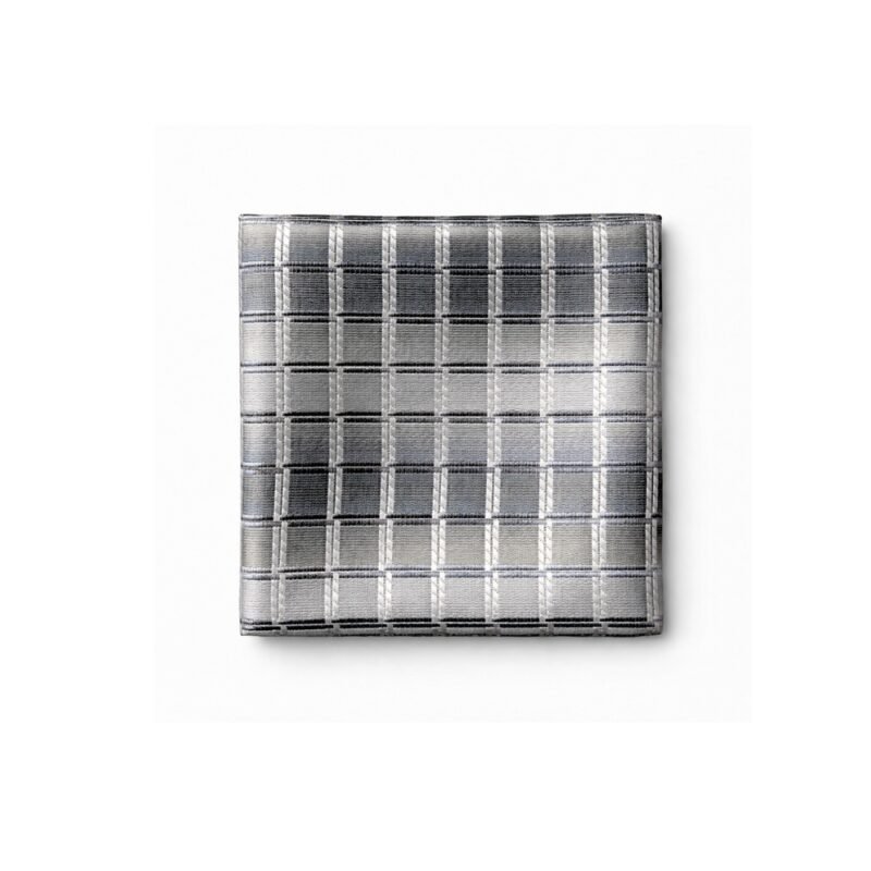 Lenço de Bolso Cinza Quadriculado Sofisticação Clássica e elegante para Paletó Masculino MS Stilos