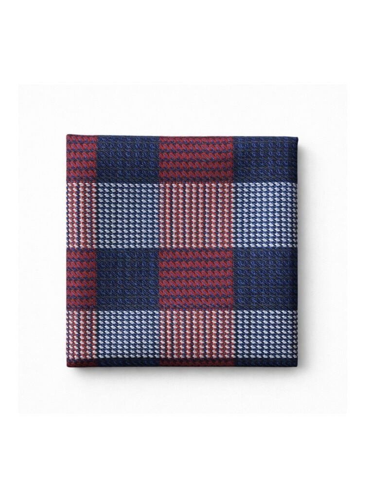 Lenço de Bolso Xadrez Azul, Vermelho e Branco Elegância Clássica Ms stilos
