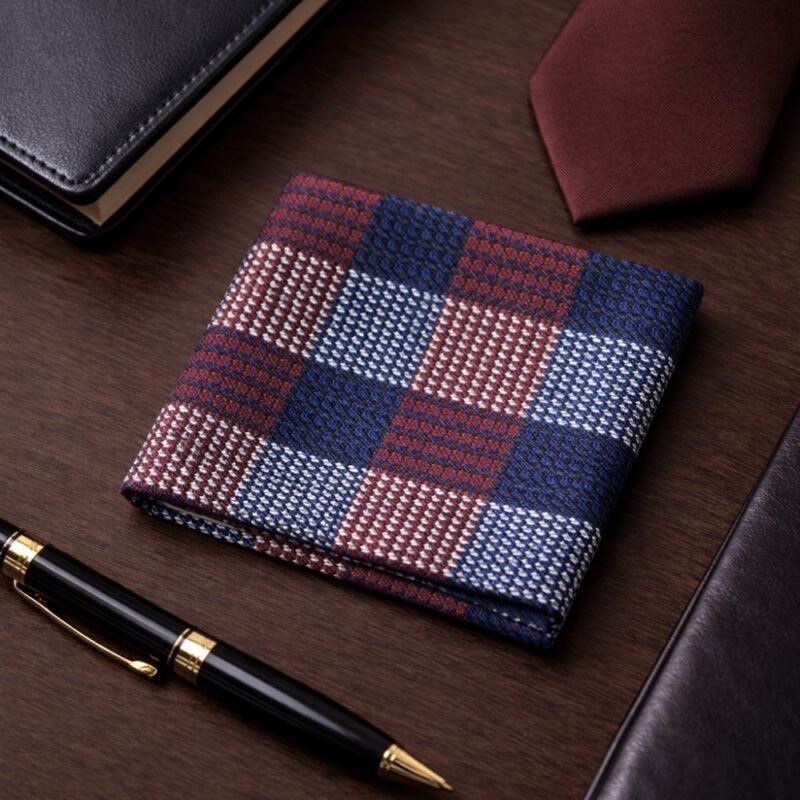 Lenço de Bolso Xadrez Azul, Vermelho e Branco Elegância Clássica Ms stilos