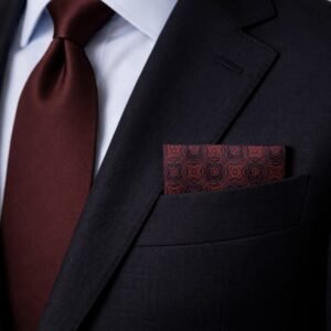 Lenço de Bolso Bordô Ornamental Elegância Profunda e Distinta Ms Stilos