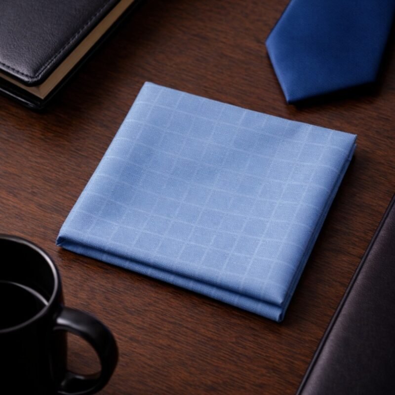 Lenço de Bolso Azul Sereno com Padronagem Sutil Elegância Atemporal Ms Stilos