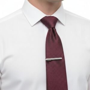 Prendedor de Gravata Prata Minimalista Elegância Clássica Premium