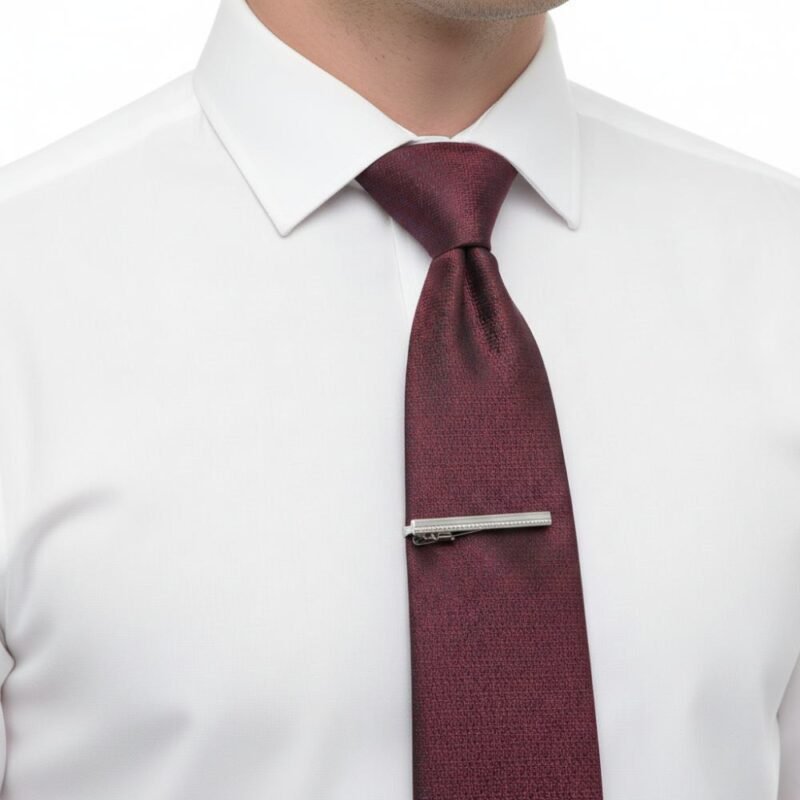 Prendedor de Gravata Prata Minimalista Elegância Clássica Premium