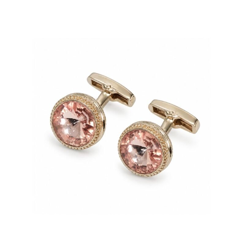 Abotoadura Luxo Dourada com Cristal Champanhe rosado