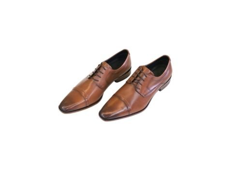 Sapato social derby marrom caramelo MS Stilos com sola de couro e cadarço aberto, opção versátil para eventos formais e ambientes profissionais.