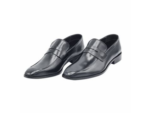 Sapato social loafer preto MS Stilos em couro, modelo masculino elegante sem cadarço ideal para ocasiões formais e sociais.