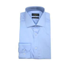Camisa Lisa Egipcio Azul claro Italiana 97% Algodão 3% Elastano