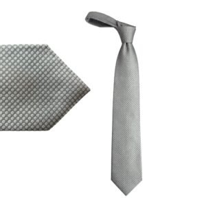 Gravata Canali 100% Seda Made in Italy Cinza Micro Estampa 10 cm/ 1,54 cm Tradicional