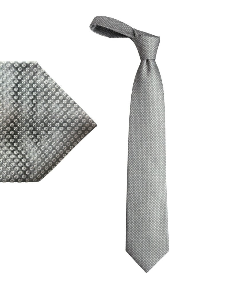 Gravata Canali 100% Seda Made in Italy Cinza Micro Estampa 10 cm/ 1,54 cm Tradicional