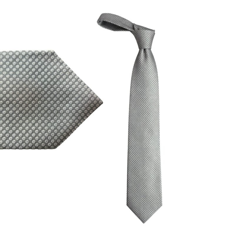 Gravata Canali 100% Seda Made in Italy Cinza Micro Estampa 10 cm/ 1,54 cm Tradicional