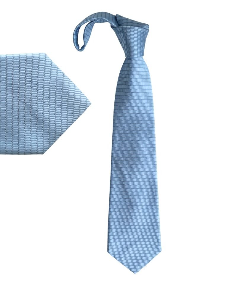 Gravata Stafford 100% Seda Azul Acinzentado com Textura Geométrica Elegante 10 cm/ 1,49 cm Tradicional