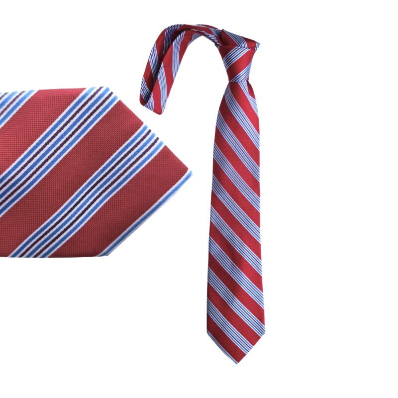 Gravata Roundtree & Yorke 100% Seda Vermelha Listrada Extra Longa 1,72 cm 8,5 cm Tradicional
