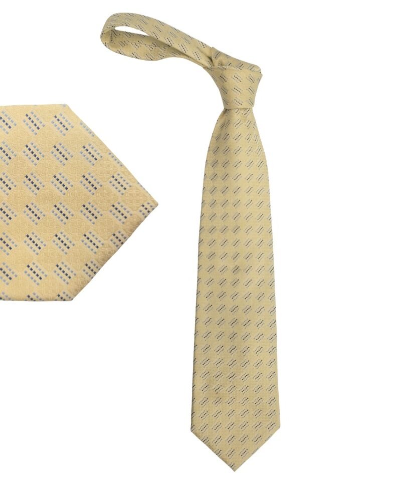 Gravata Charles Wan Amarela Encorpada – 10 cm/ 1,52 cm Tradicional Larga