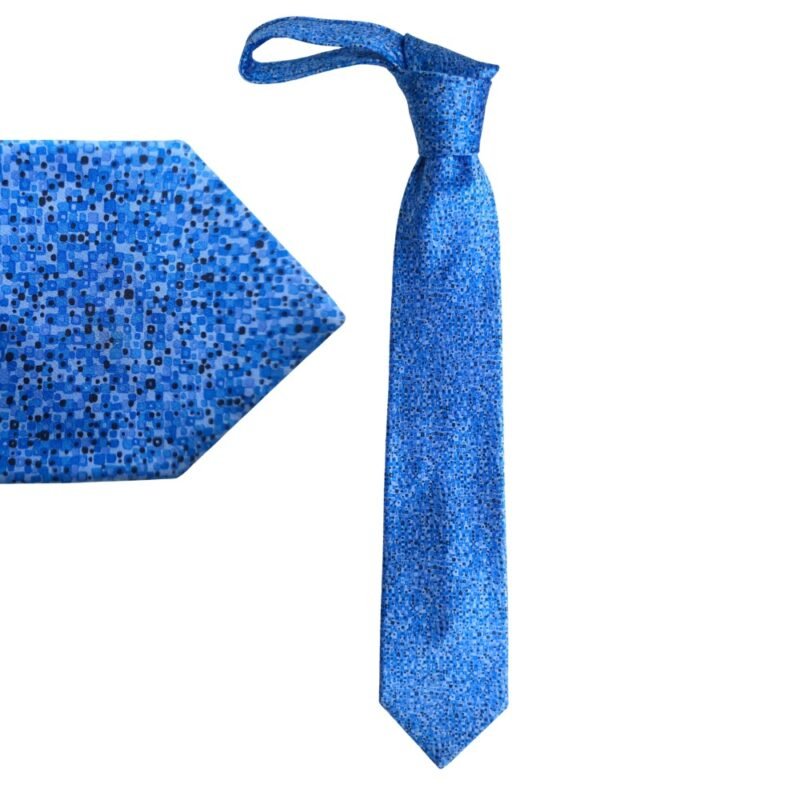 Gravata Italo Ferrelli Azul com Padrão Abstrato – 100% Seda – 10 cm/ 1,59 cm Tradicional Larga