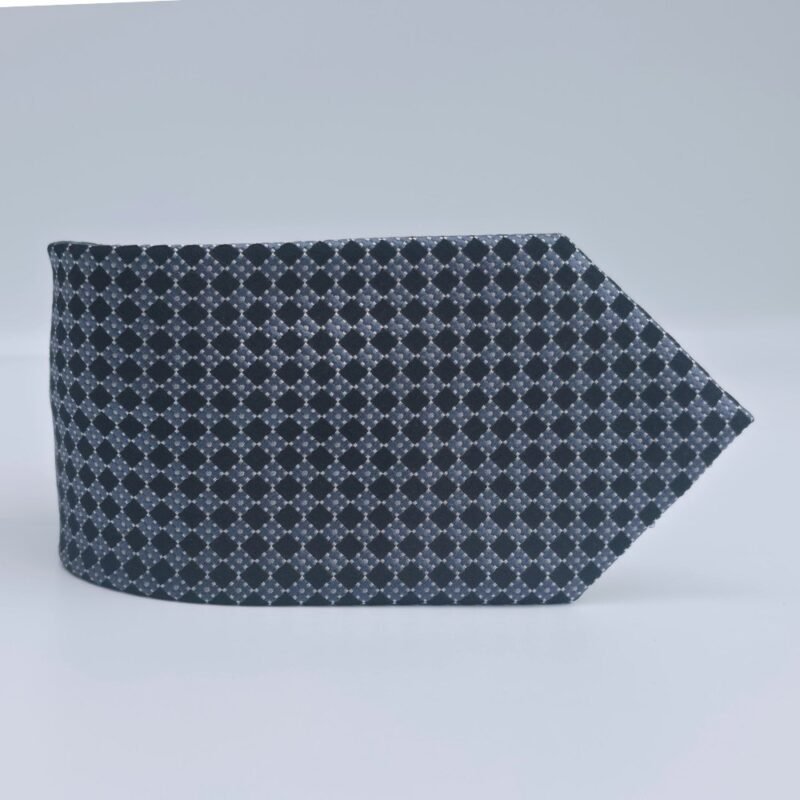 Gravata Sean John Cinza e Preta e Cinza Geométrico – 100% Seda – 9,5 cm/ 1,51cm Tradicional Larga