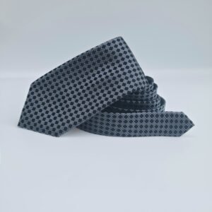 Gravata Sean John Cinza e Preta e Cinza Geométrico – 100% Seda – 9,5 cm/ 1,51cm Tradicional Larga