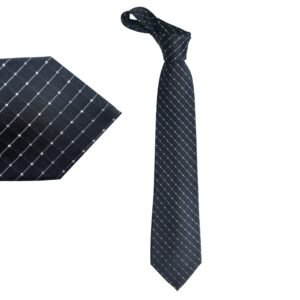 Gravata Geoffrey Beene Preta com Poa Branco – 100% Seda – 9,5 cm/ 1,52 cm Tradicional Larga