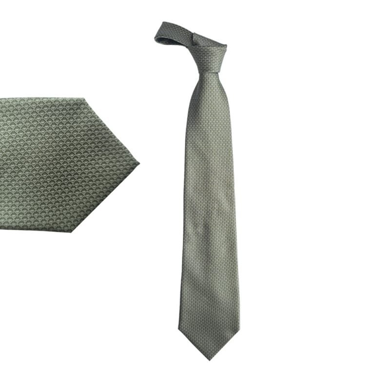 Gravata Romerio Mazzini Verde Oliva Texturizada – Toque Macio em Poliéster – 10 cm/ 1,51 cm Tradicional Larga