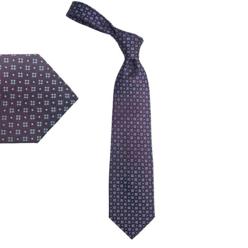 Gravata Pronto Uomo Bordô com Padrão Floral Clássico – 100% Seda Encorpada Premium – 10 cm/ 1,46 cm Tradicional Larga