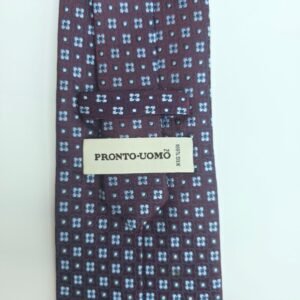 Gravata Pronto Uomo Bordô com Padrão Floral Clássico – 100% Seda Encorpada Premium – 10 cm/ 1,46 cm Tradicional Larga