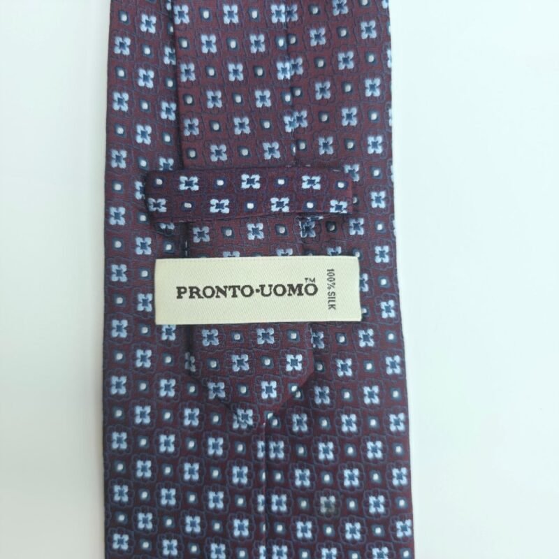 Gravata Pronto Uomo Bordô com Padrão Floral Clássico – 100% Seda Encorpada Premium – 10 cm/ 1,46 cm Tradicional Larga