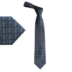 Gravata Calvin Klein Cinza Texturizada – 100% Seda – 9,5 cm/ 1,50 cm Tradicional Larga