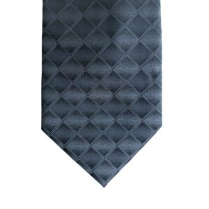 Gravata Calvin Klein Cinza Texturizada – 100% Seda – 9,5 cm/ 1,50 cm Tradicional Larga