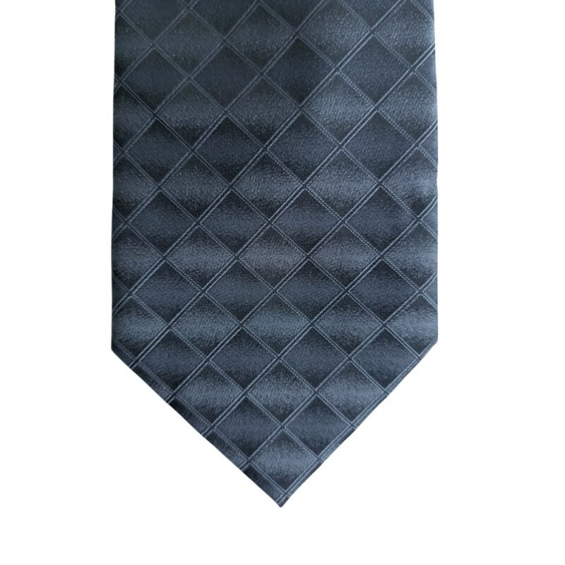 Gravata Calvin Klein Cinza Texturizada – 100% Seda – 9,5 cm/ 1,50 cm Tradicional Larga