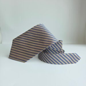 Gravata Geoffrey Beene 100% Seda Dourado com Azul – 10 cm/ 1,47 cm Tradicional Larga