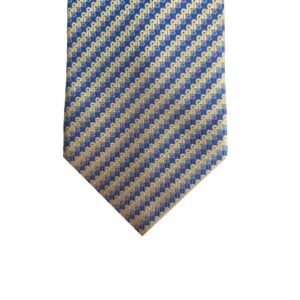 Gravata Geoffrey Beene 100% Seda Dourado com Azul – 10 cm/ 1,47 cm Tradicional Larga