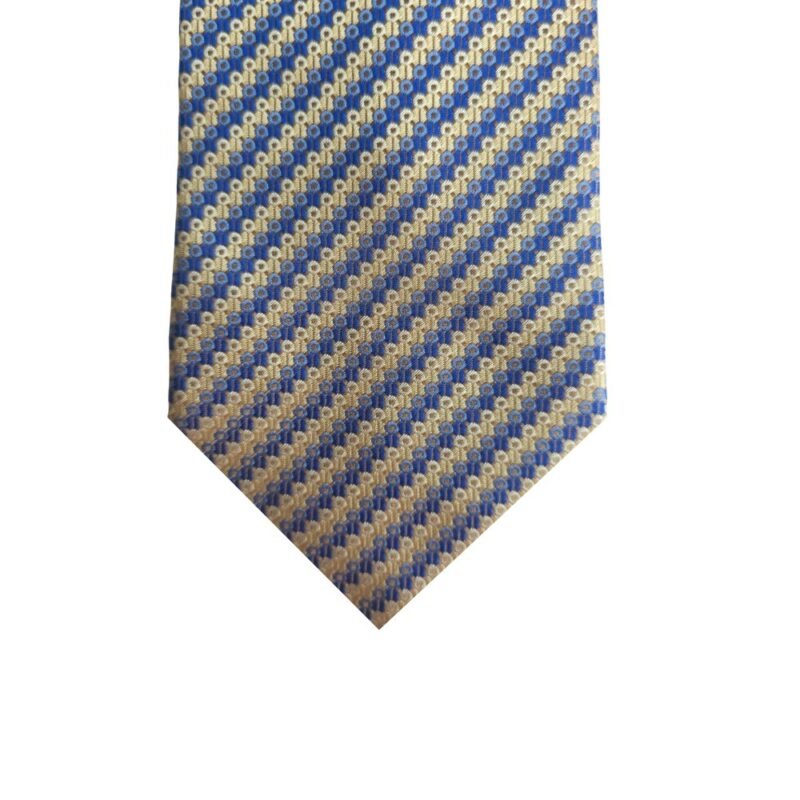 Gravata Geoffrey Beene 100% Seda Dourado com Azul – 10 cm/ 1,47 cm Tradicional Larga